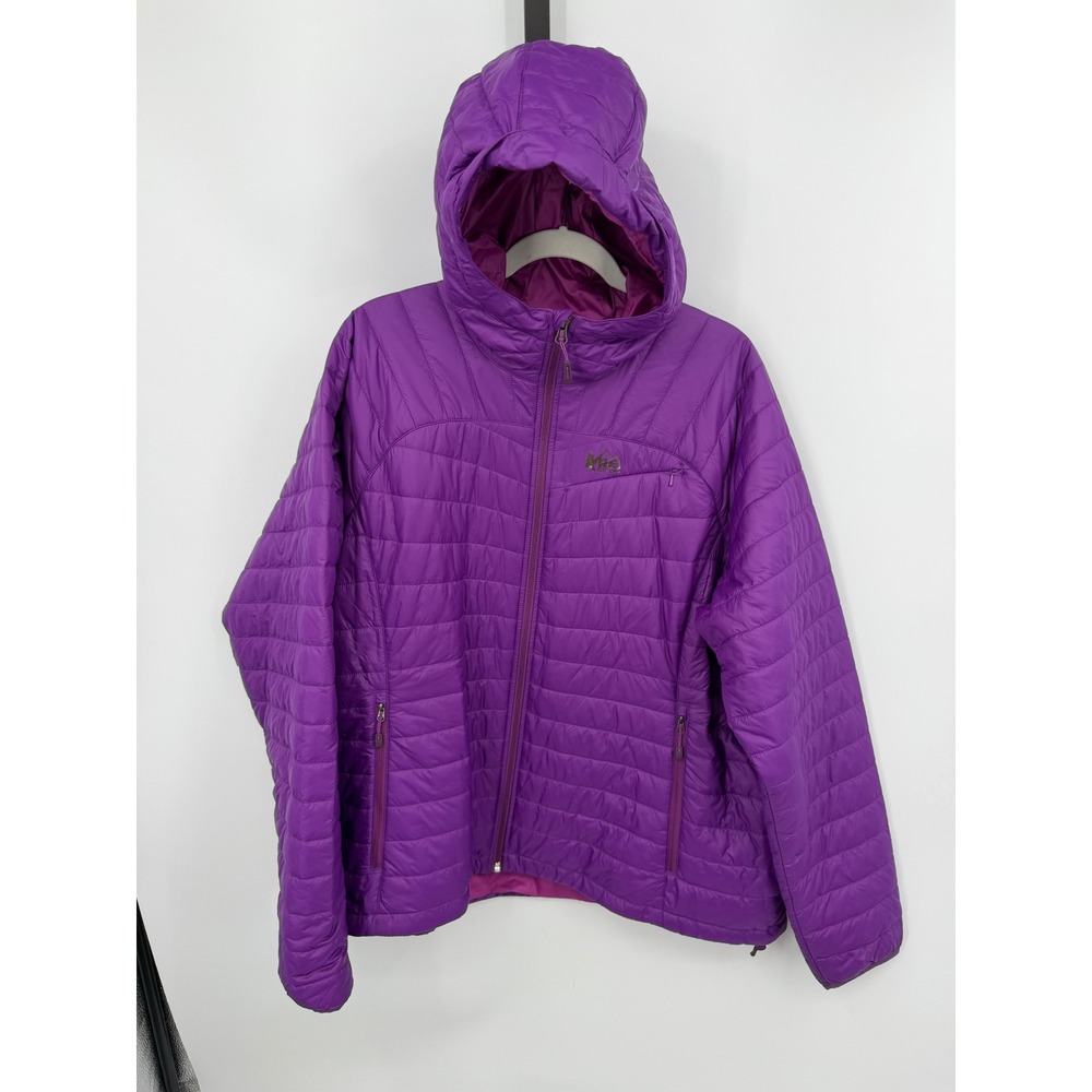 REI Co-op Lightweight Pack Puff Jacket Women 3XL Purple Insulated Puffer Hooded